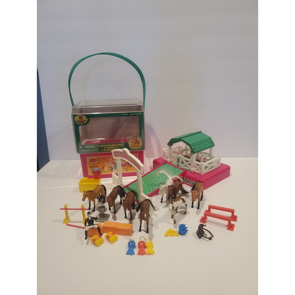 Moose Mountain Saddle Up Horse Stable Carry Case Playset Complete + Extras